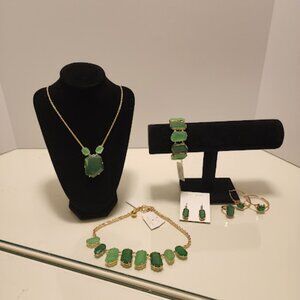 Kate Spade Green and Gold Stone Jewelry Set